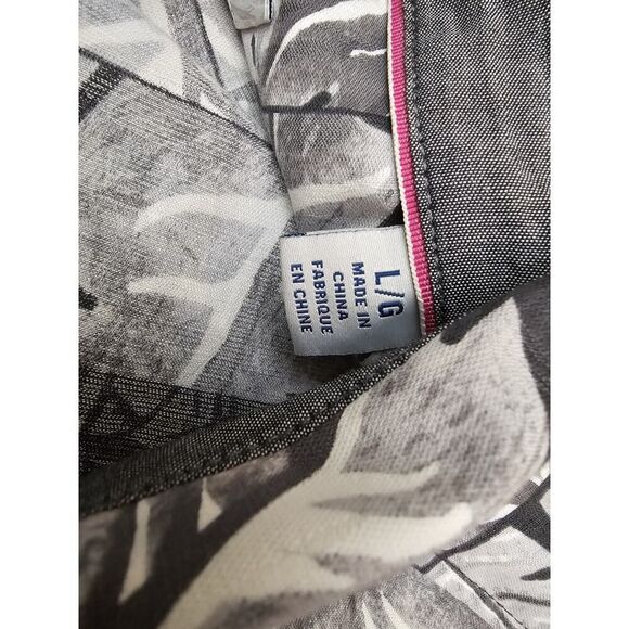 Tommy Bahama Hawaiian Shirt Mens L Gray Palm Leaf Button Up Resort Wear Casual - Picture 7 of 9